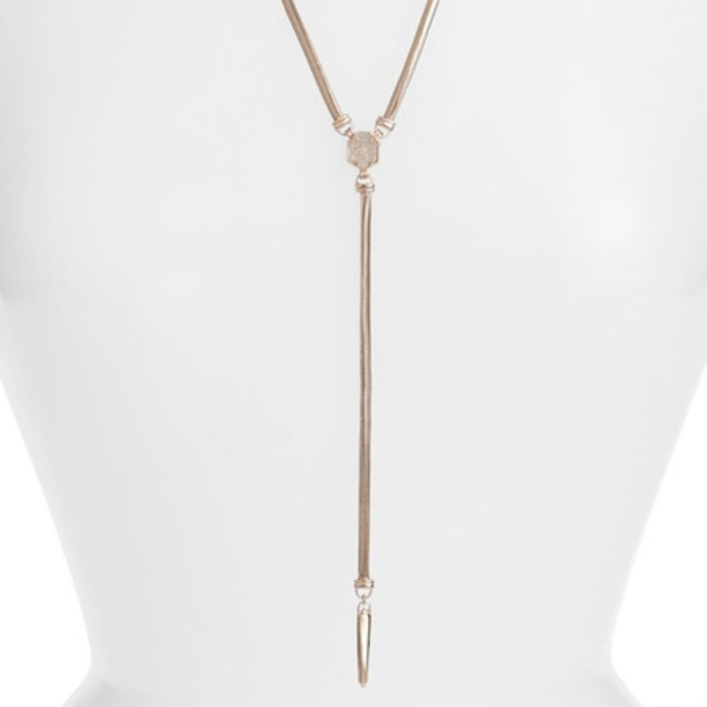 Kendra Scott Starla Necklace Gold With Iridescent White Drusy